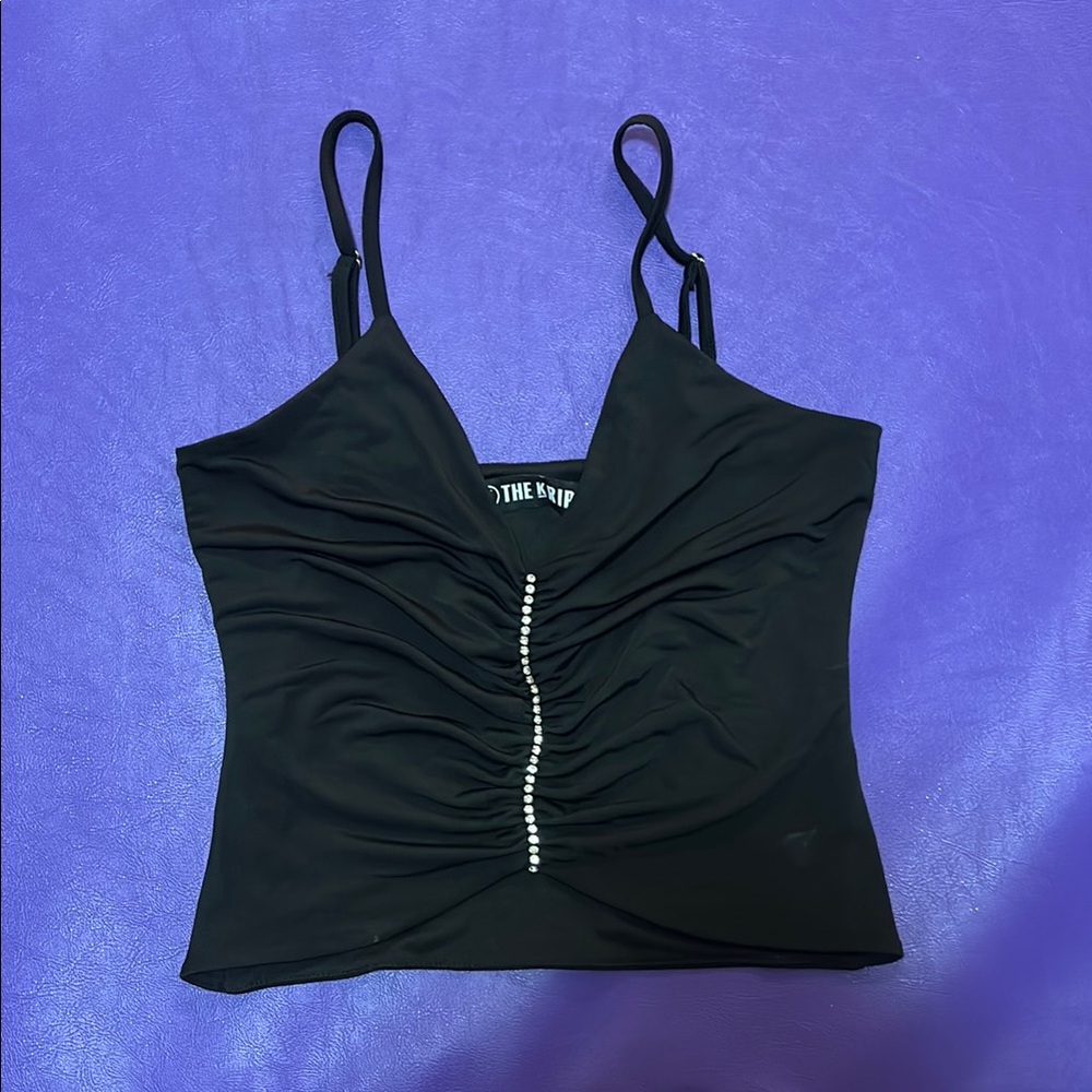 The Kript | small | Black Ruched Camisole Top